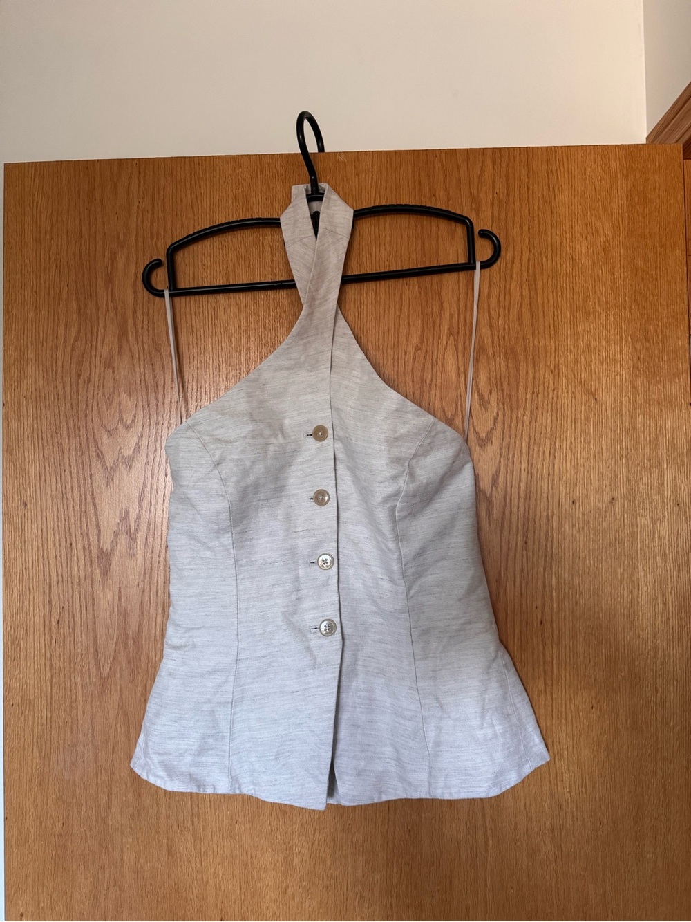 Wilfred Light Gray Halter Button-Front Tank